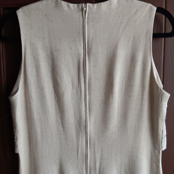 Vintage 90s John Roberts Maxi Dress  Sz S Sleeveless Tan Linen Blend Lagenlook - Picture 5 of 11